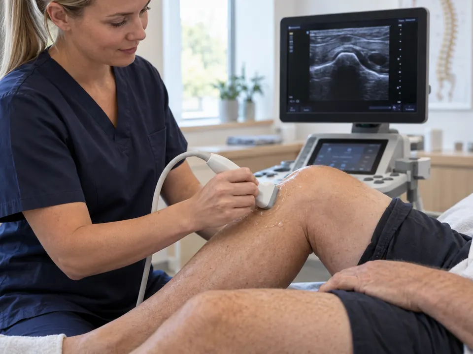 Ultralydundersøkelse av kne før behandling med hyaluronsyre